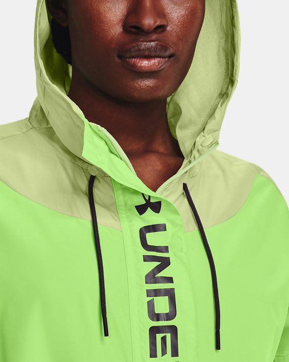 Women's UA RUSH™ Woven Full-Zip Jacket, Green, pdpMainDesktop image number 3